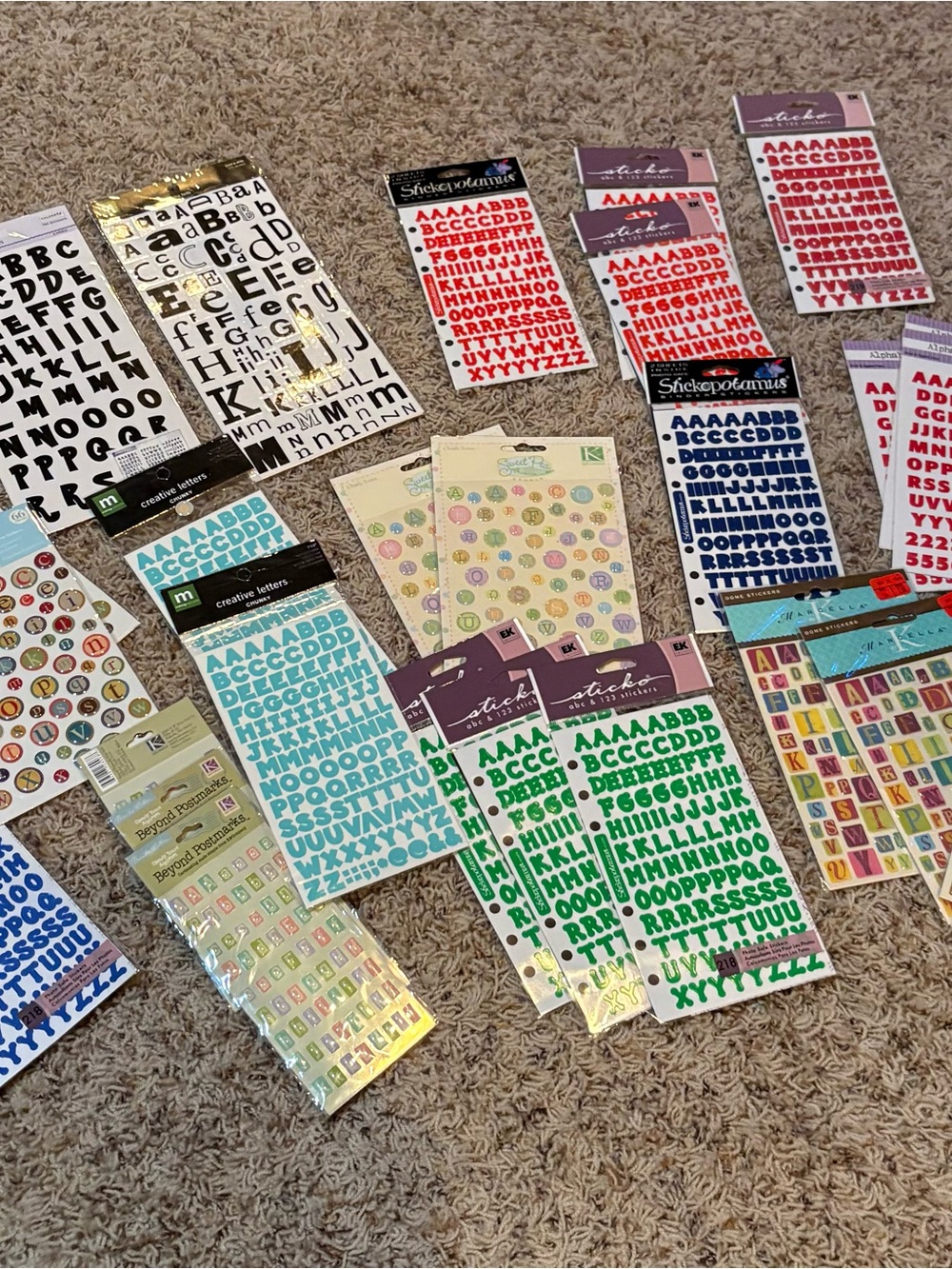 Assorted Green Sticker Letter Sheets - Alphabet & Decorative Stickers